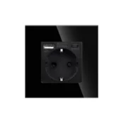 BingoElec Uticnica sa staklenim panelom i USB-A/USB-C prikljuccima 20 W, Crna