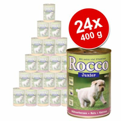 Ekonomično pakiranje Rocco Junior 24 x 400 g - Pileća srca + riža +kalcij