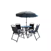 CRAFTER baštenski set: sto + 4 stolice + suncobran (180cm), siv