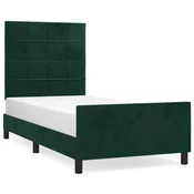 Vidaxl Posteljni okvir brez vzmetnice temno zelen 80x200 cm žamet