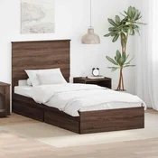 Krevet s od storage Smedi hrast 75 x 190 cm Konstruirano drvo