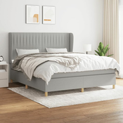 Greatstore Box spring postelja z vzmetnico svetlo siva 180x200 cm blago