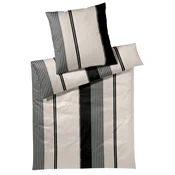 Joop! OBOJESTRANSKA POSTELJNINA Herringbone Stripes 200/200 cm mako saten črna
