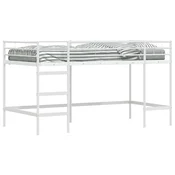 Vidaxl Postelja z loft tipom za otroke Bela 90 x 200 cm Jeklo