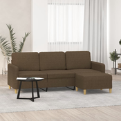 vidaXL Trosed s stolčkom za noge rjav 180 cm blago
