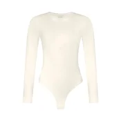 GOD SAVE QUEENS Bodi Second Skin Long Sleeve Crew-Neck Bodysuit kremna