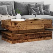 Stolic za kavu s LED svjetlima boja starog drva 90 x 50 x 40 cm