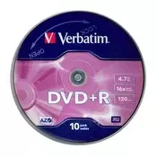 Verbatim DVD+R zapisivi DVD disk 4,7 GB, 10 komada, rola 43498