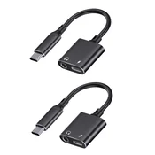 INF USB-C na 3,5 mm avdio adapter s polnjenjem USB-C, 2-pack Black, (5000296317)