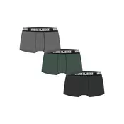 Boxer Shorts 3-Pack Grey+Dark Green+Black