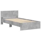 Vidaxl Posteljni okvir z vzglavjem betonsko siv 100x200 cm inž. les