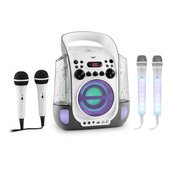 Auna Kara Liquida, siva boja + Dazzl set mikrofona, karaoke uredaj, mikrofon, LED osvjetljenje