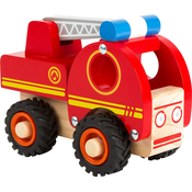Drvena igracka Small Foot - Vatrogasni kamion, crveni