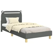 Vidaxl Otroški posteljni okvir z vznožjem Temno siva 90 x 190 cm Blago