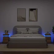 shumee vidaXL Nočne omarice z LED osvetlitvijo, komplet 2 kosov, Artisan hrast, 35x39x55 cm