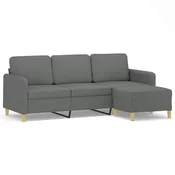 MAISON CHIC kavč - Sofa - Kanape trosed s stolčkom za noge temno siv 180 cm blago, (21727804)