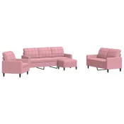 4-dijelni set sofa s jastucima ružicasti baršunasti