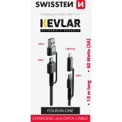 Swissten podatkovni kabel KEVLAR 4v1 3A 1,5 M ANTRACIT