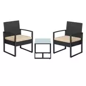 Songmics Vrtni garnitura miza in 2 stola 53x575x76 cm črna