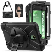 GS Ovitek za Samsung Galaxy Tab Active 3 T570/5 X306B, oklepni, vrtljiv za 360 stopinj, črn