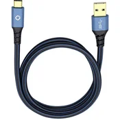 Oehlbach USB 3.1 priključni kabel [1x USB 3.0 vtič A - 1x USB-C™ vtič] 3 m modri, pozlačeni kontakti Oehlbach USB Plus C3