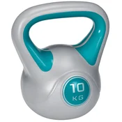 SPORTNOW Kettlebell 10 kg iz PU in peska z ravno podlago in praktičnim ročajem za mrtev dvig, počep in dvigovanje, 22x16x26 cm, temno zelena