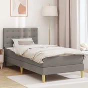 Vidaxl Posteljni okvir z vzmetnico z vzglavjem Taupe 80 x 200 cm blago