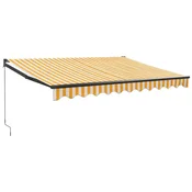 Vidaxl Zložljiva tenda rumena in bela 3x2,5 m blago in aluminij