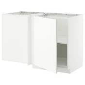 METOD Ugaoni podni ormaric s policom, bela/Stensund bela, 128x68 cm