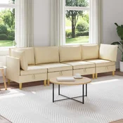 Vidaxl Modularni kavč s shranjevanjem 4 pcs Krem Blago