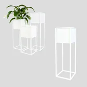 Kovinski pokrov za cvetlični lonček Loft White Monaco L 28x28x90