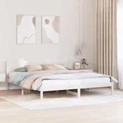Krevetna konstrukcija Bijelo 200 x 200 cm Čvrsto borovo drvo Bijela 205.5 x 205.5 x 74 cm