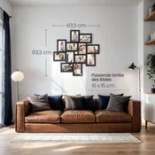 Songmics Okvir za slike kolaž 12 okvirjev za fotografije 633x36x633 cm bela