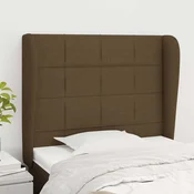 Vzglavje z ušesi temno rjavo 83x23x118/128 cm blago