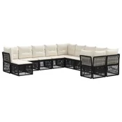 Sjedeća garnitura za vrt 11 kom. Crna poliratan 62 x 62 x 70 cm
