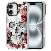 MOSNOVO ovitek za iPhone 16 – Red Flower Skull