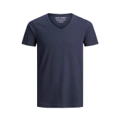 JACK & JONES Majica BASIC V-NECK TEE S/S NOOS, modra