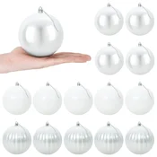 Vidaxl Set božičnih kroglic XL 15 kos Bela Premer 10 cm Plastika