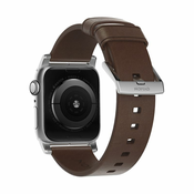 Nomad usnjeni pašček za Apple watch 40/38 mm - rjava s srebrno zaponko