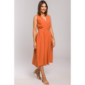 Style Ženska midi obleka Moloyde S224 oranžna S