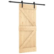 Vidaxl Drsna vrata Naravna in črna 85 x 210 cm Masiven borov les