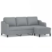 MAISON CHIC kavč - Sofa - Kanape trosed s stolčkom za noge svetlo siv 180 cm blago, (21727958)