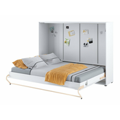 Krevet - ormar Concept Pro Lenart AH110 (Bijela + Sjajno bijela) Bracni, Bijela, 140x200, Laminirani iveral, Basi a doghePodnice za krevet, 177x215x159cm