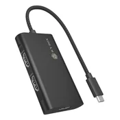 ICY BOX Adapter USB Type-C na 3x HDMI, aluminij, 0.2m