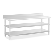 Delovna miza iz nerjavečega jekla z zgornjim delom - 200 x 70 x 16.5 cm - 235 kg - 2 polic - Royal Catering