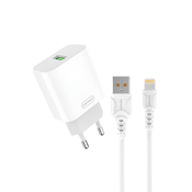 DENMEN DC07L Punjac za mobilne 18W 3,6A Fast + Lightning kabl BELI