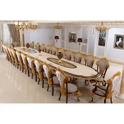 Casa Padrino luxury baroque dining room set white/brown/gray/gold - 1 Baroque Dining Table & 22 Baroque Dining Chairs - Castle furniture - Palace furniture - Luxury furniture baroque style