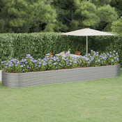 Povišena vrtna gredica od celika 584x140x68 cm srebrna