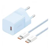 BASEUS GaN5 MINI 1C mrežni punjac, Type-C uticnica, 30W, GaN5 + Type-C kabel, svijetloplav, P10110902313-00