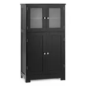 Northio Kopalniška omarica 58x30x109 cm MDF z steklenimi vrati črna